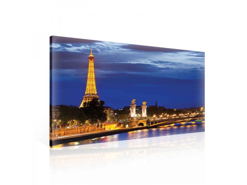 City Eiffel Tower Paris Bridge Night Canvastavla (PP2459O1)